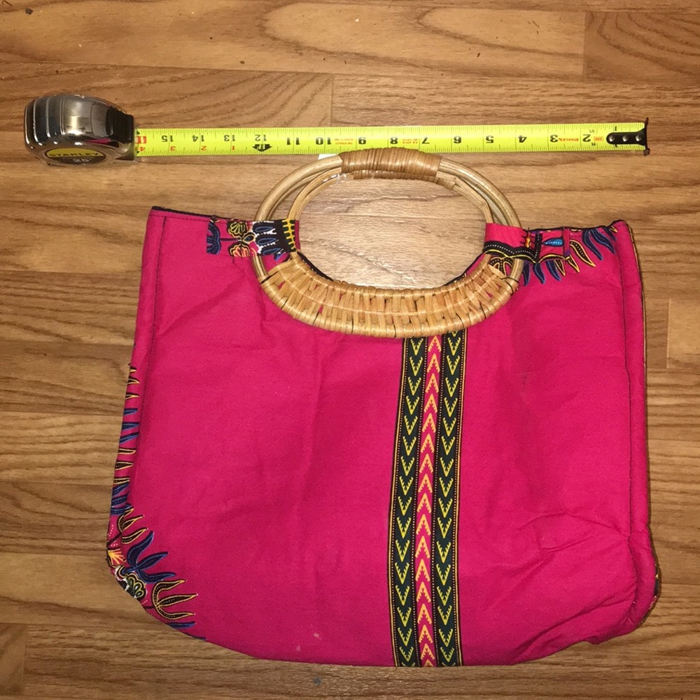 Red Kente cloth print Handbag